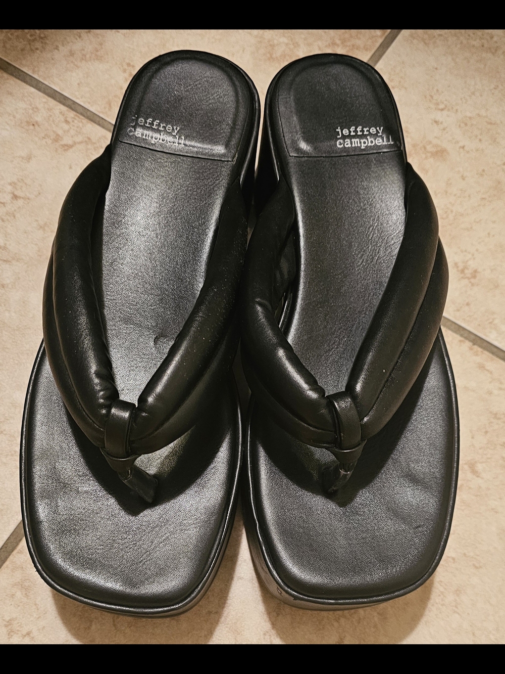 Jeffrey Campbell Black Padded Thong Sandals - Picture 3 of 4